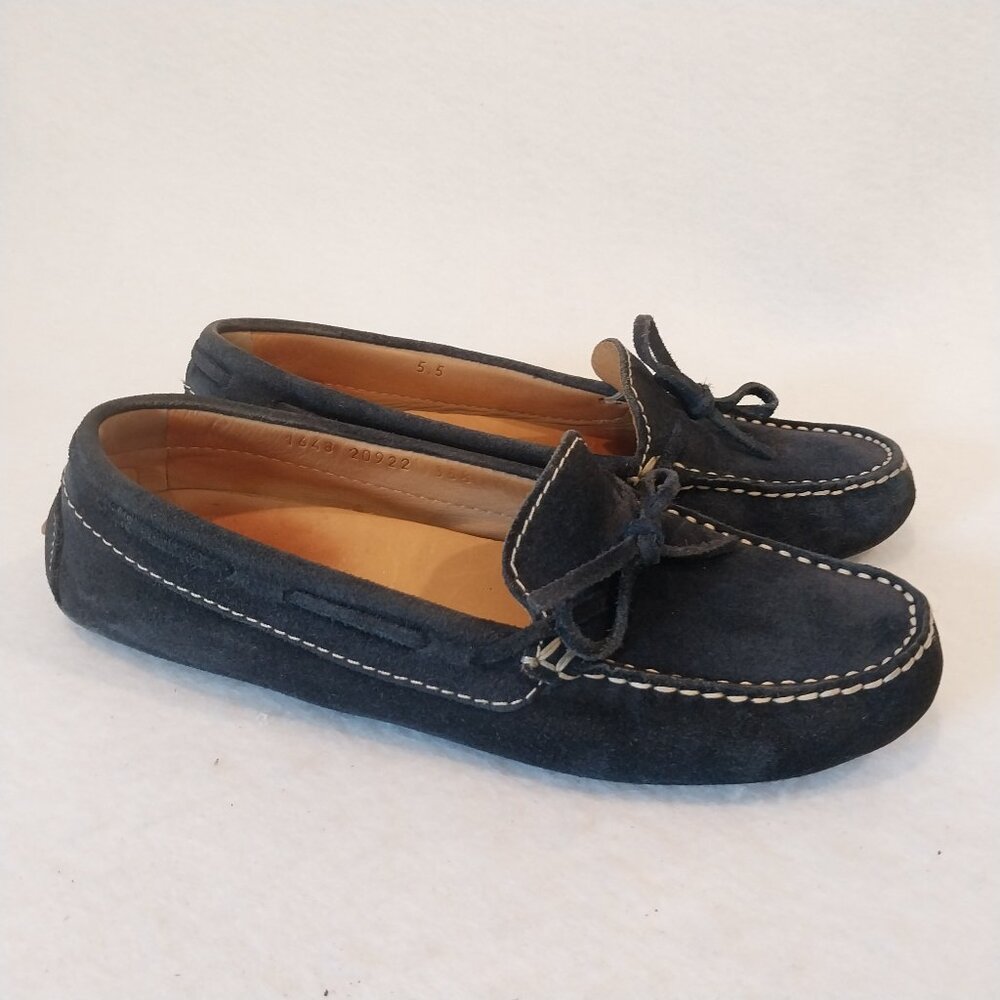 Ann Mashburn Flats Shoes Womens 5.5 EU 35.5 Blue Suede Slip on Driving Moccasin,